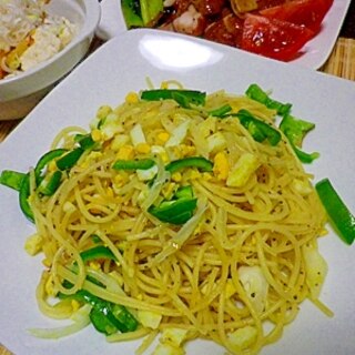 気取らない気張らない　味玉炒めパスタ